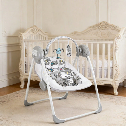 Portable Baby Swing,Baby Swing,Foldable Baby Swing,Baby Swing With Timer For 0-9 Months 6-20 Pounds,Adjustable Speed 5-Point Harness Indoor Outdoor Travel Baby Swing Halloween Christmas Holiday For Ne
