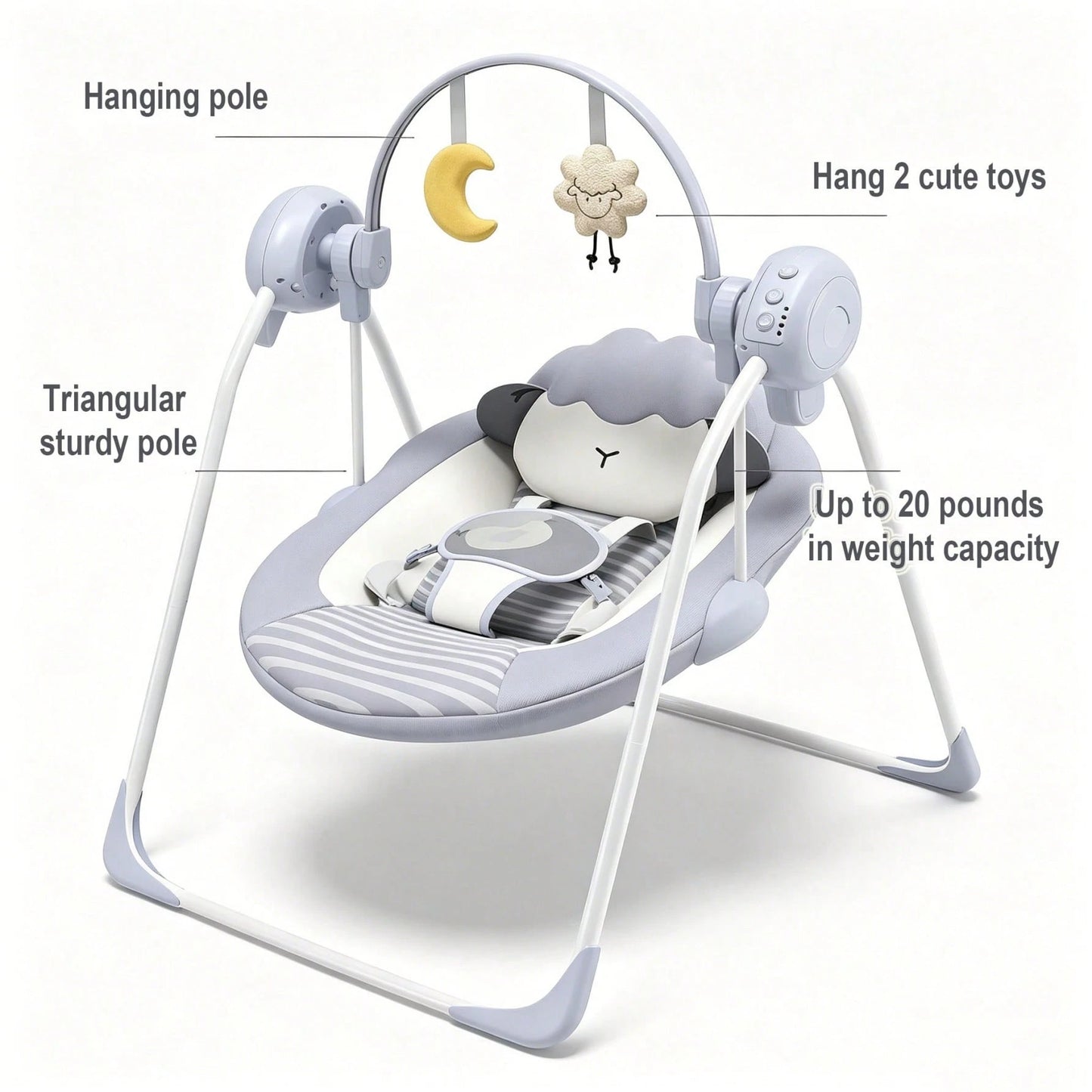 Portable Baby Swing,Baby Swings Foldable, Adjustable, Timer,For 0-9 Months Baby, 6-20 Pounds For Indoor And Outdoor As Halloween & Christmas Gifts