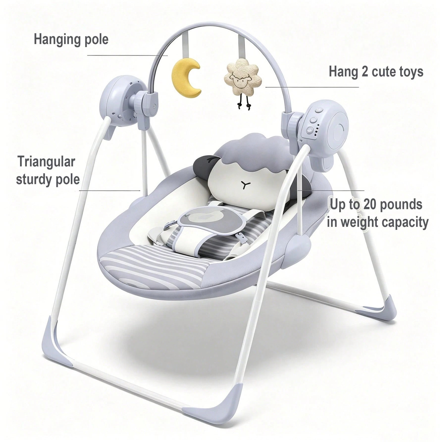Portable Baby Swing,Baby Swings Foldable, Adjustable, Timer,For 0-9 Months Baby, 6-20 Pounds For Indoor And Outdoor As Halloween & Christmas Gifts