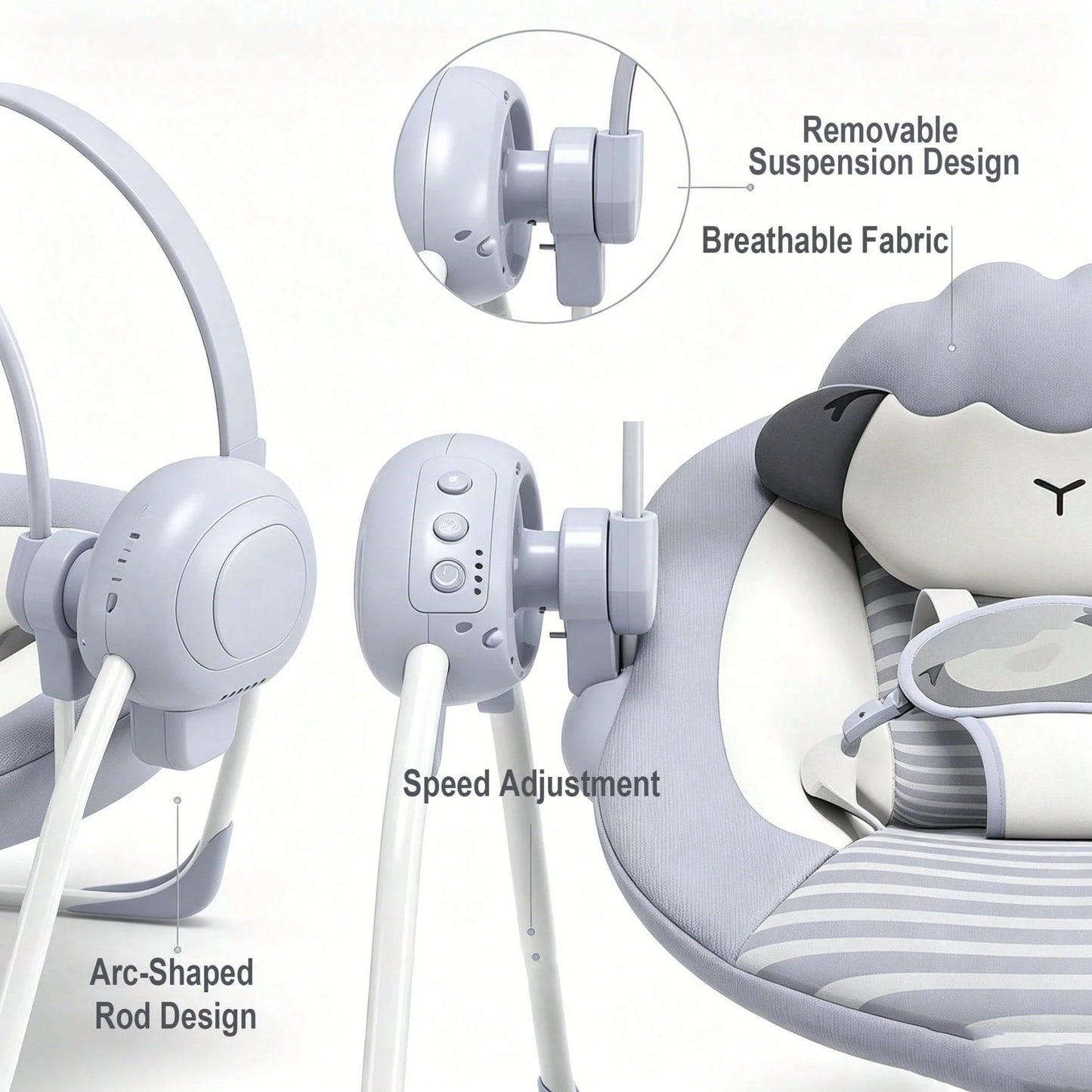 Portable Baby Swing,Baby Swings Foldable, Adjustable, Timer,For 0-9 Months Baby, 6-20 Pounds For Indoor And Outdoor As Halloween & Christmas Gifts