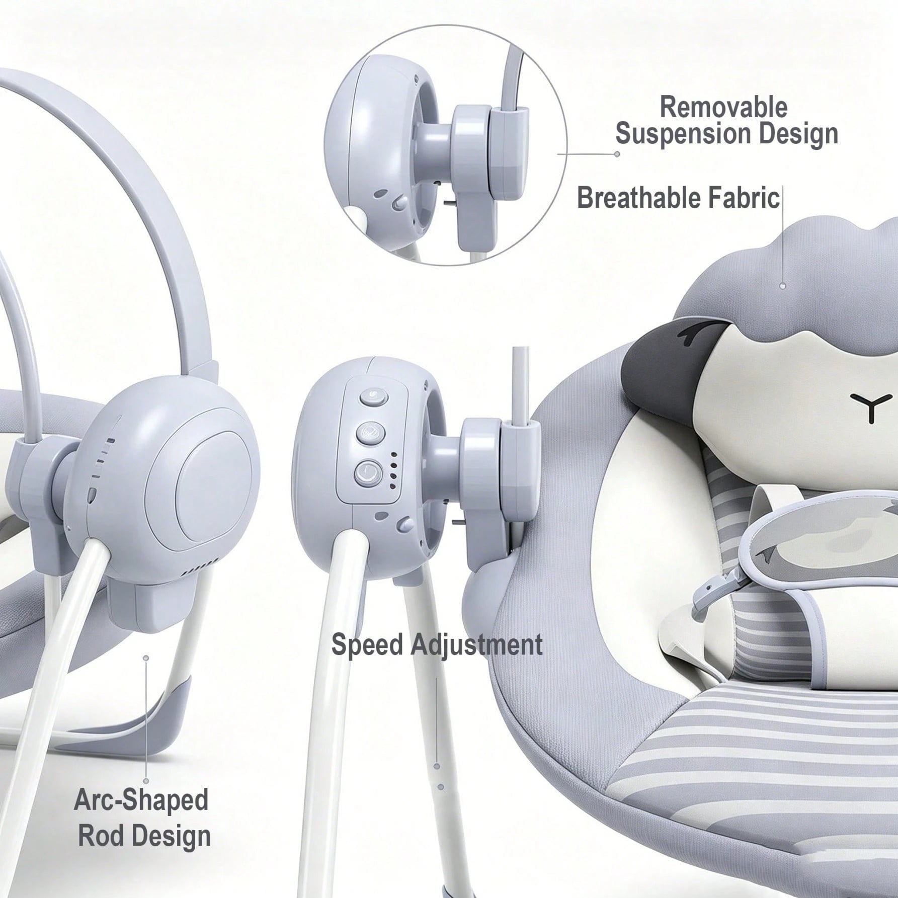Portable Baby Swing,Baby Swings Foldable, Adjustable, Timer,For 0-9 Months Baby, 6-20 Pounds For Indoor And Outdoor As Halloween & Christmas Gifts