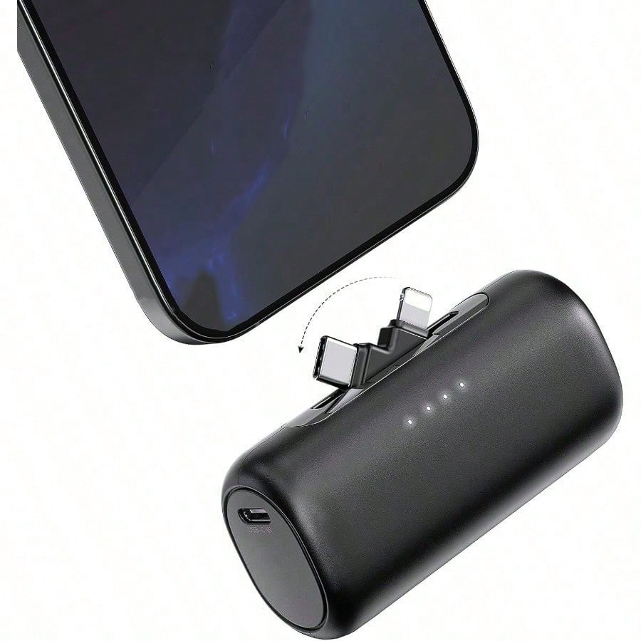 Portable Charger For IPhone With 2-In-1 Interface, 5000mAh Compact Power Bank, Compatible With IPhone 17/16/15/14/13/12/11 Series, S25/24/Android, Pink, Suitable For Summer Outdoor Travel/Camping And