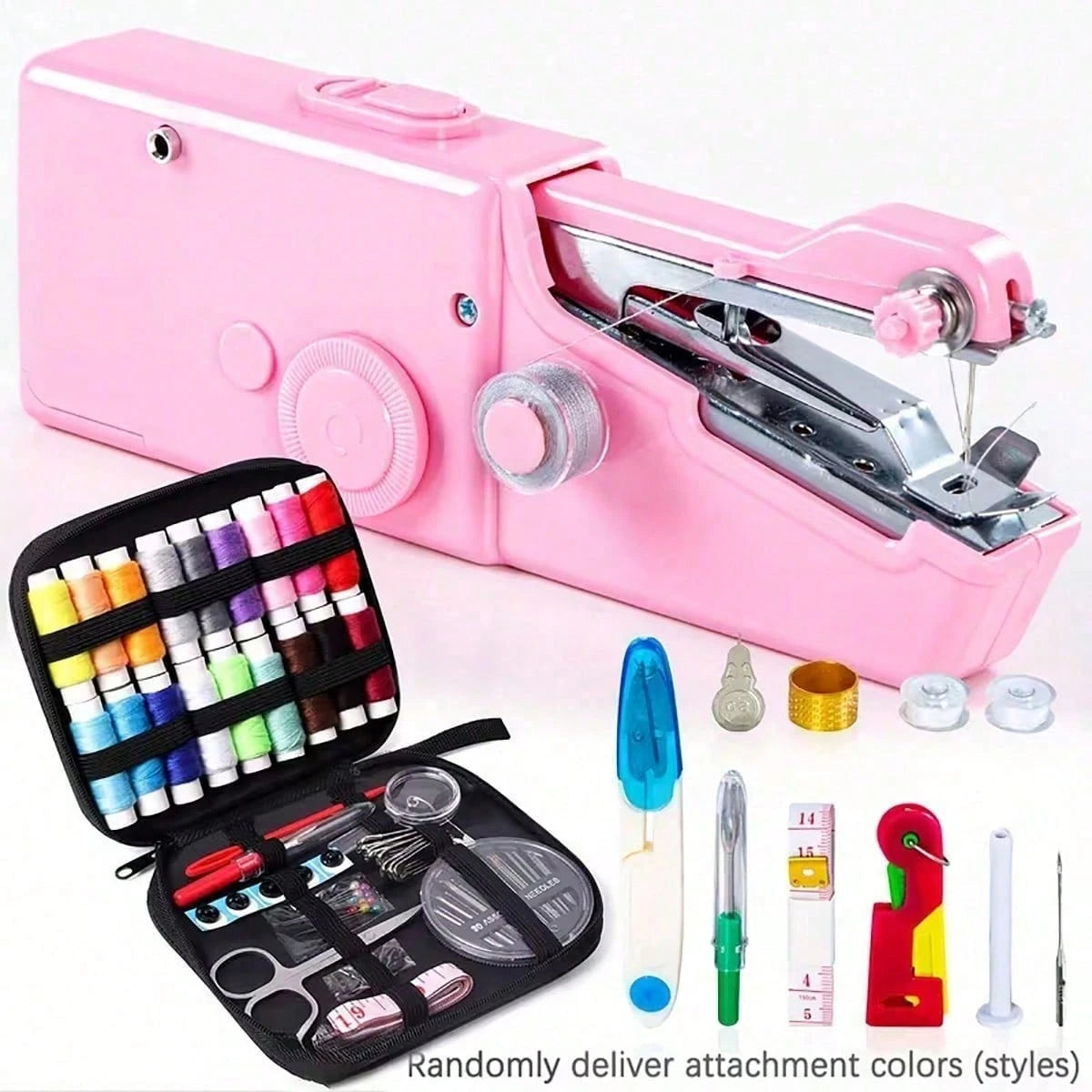 Portable Handheld Sewing Machine- Quick Sewing Mini Sewing Tool, White/Black, Compact Design With Adjustable Tension Knob And Presser Foot, Clothing Alterations| Handheld Sewing Device| Multifuncti