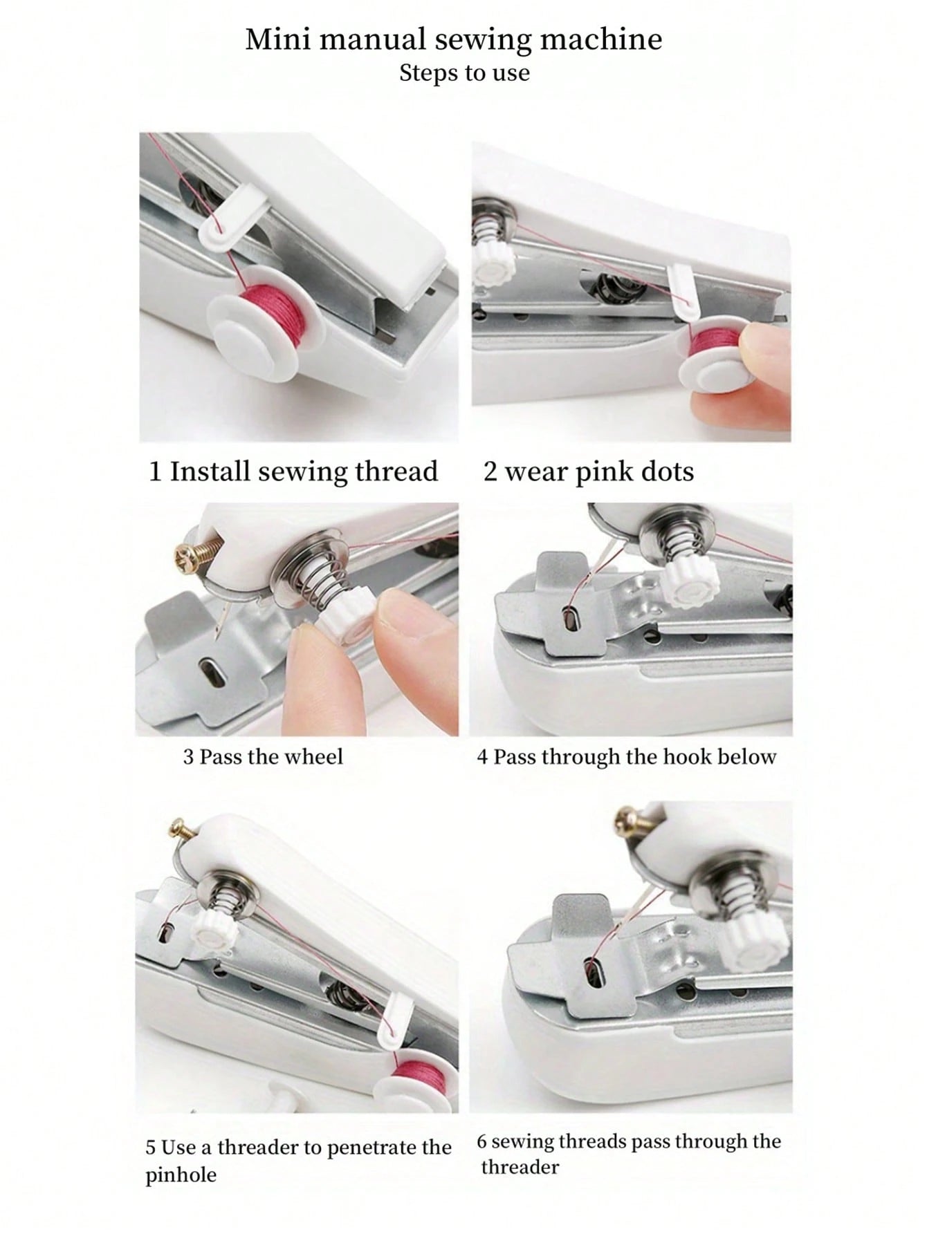 Portable Handheld Sewing Machine Set, Includes 1 Mini Portable Sewing Machine And 2 Rolls Of 12-Color Free Sewing Thread- Simple And Easy To Use For Home Handcraft Sewing