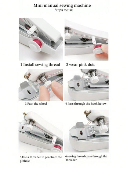 Portable Handheld Sewing Machine Set, Includes 1 Mini Portable Sewing Machine And 2 Rolls Of 12-Color Free Sewing Thread- Simple And Easy To Use For Home Handcraft Sewing