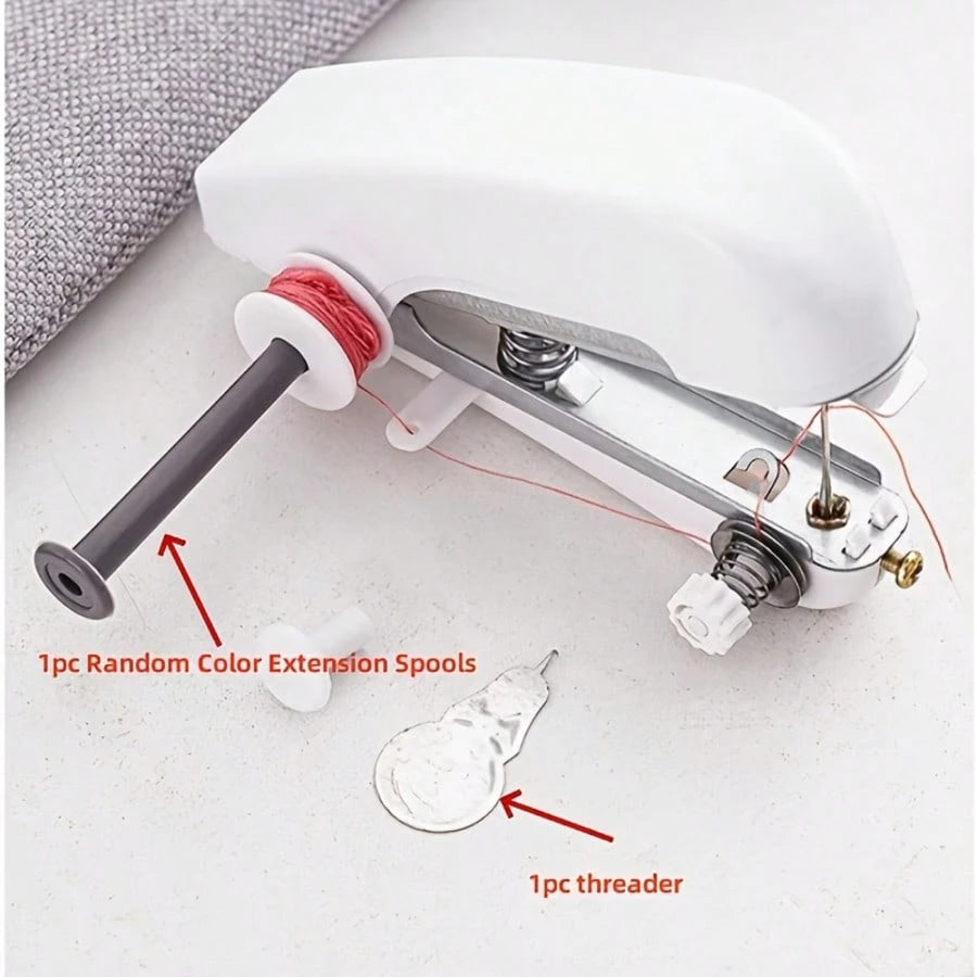 Portable Handheld Sewing Machine Set, Includes 1 Mini Portable Sewing Machine And 2 Rolls Of 12-Color Free Sewing Thread- Simple And Easy To Use For Home Handcraft Sewing