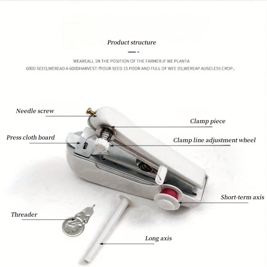 Portable Handheld Sewing Machine Set, Includes 1 Mini Portable Sewing Machine And 2 Rolls Of 12-Color Free Sewing Thread- Simple And Easy To Use For Home Handcraft Sewing