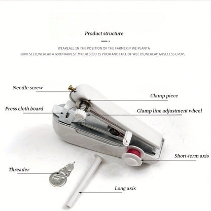 Portable Handheld Sewing Machine Set, Includes 1 Mini Portable Sewing Machine And 2 Rolls Of 12-Color Free Sewing Thread- Simple And Easy To Use For Home Handcraft Sewing