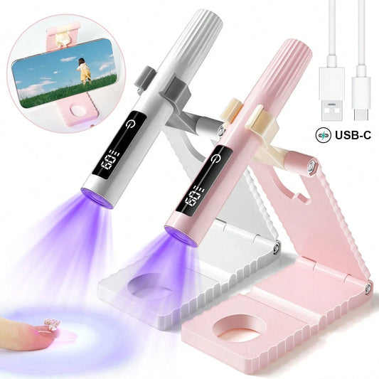 Portable Handheld UV/LED Nail Drying Lamp, Suitable For All Gel Nail Polish Manicure Tools, USB Rechargeable Fast Drying Nail Lamp, 3-In-1 Set Includes Stand And Data Cable, Can Be Given As A Small Gi