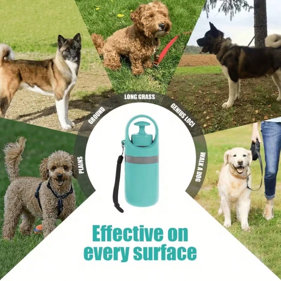 Portable Hands-Free Dog Poop Scooper, Includes 30 Poop Bags + 1 Poop Bag Dispenser (Random Color) + Leak-Proof Waste Container + 4 Anti-Lost Bells- Hands-Free Poop Cleaning Tool For Small, Medium, An