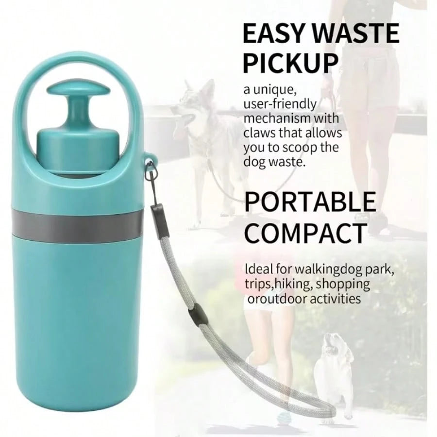 Portable Hands-Free Dog Poop Scooper, Includes 30 Poop Bags + 1 Poop Bag Dispenser (Random Color) + Leak-Proof Waste Container + 4 Anti-Lost Bells- Hands-Free Poop Cleaning Tool For Small, Medium, An