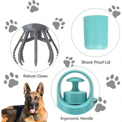 Portable Hands-Free Dog Poop Scooper, Includes 30 Poop Bags + 1 Poop Bag Dispenser (Random Color) + Leak-Proof Waste Container + 4 Anti-Lost Bells- Hands-Free Poop Cleaning Tool For Small, Medium, An