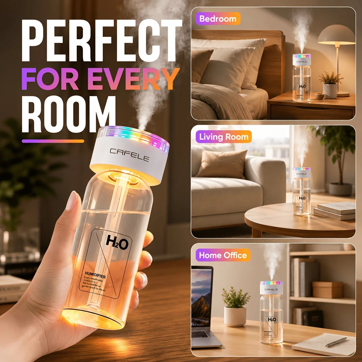 Portable Humidifier, Desktop USB Rechargeable Humidifier, Car Air Freshener, With Automatic Shut-Off Function, Quiet Operation, Desktop Air Humidifier Suitable For Travel, Office, Nursery, Outdoors, E