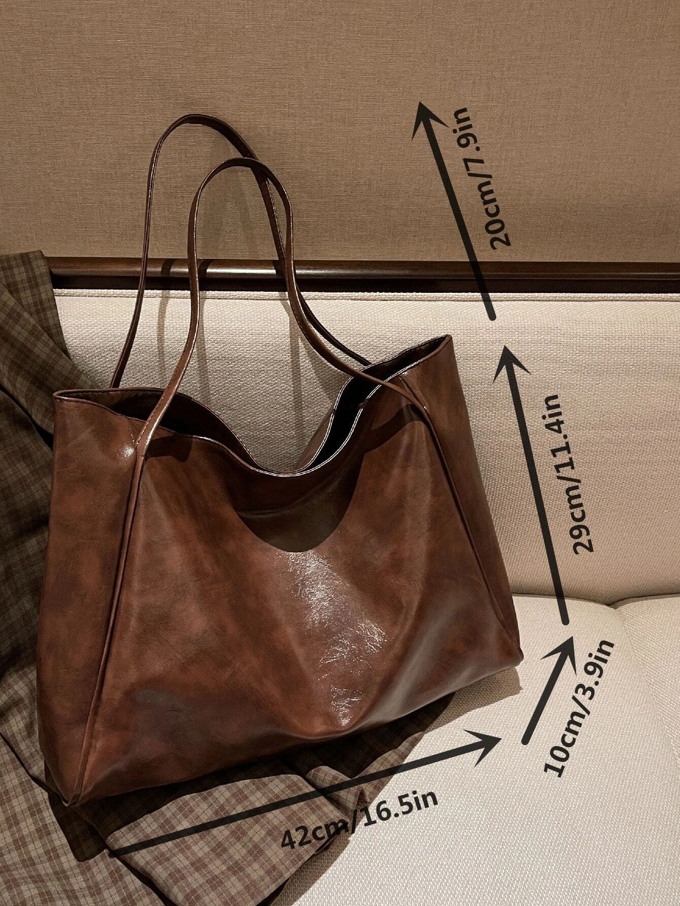 Portable Minimalist Shoulder Tote Bag Women's Minimalist Tote Bag, Large Capacity Shoulder Bag For Work, Artificial Leather Bag White-Collar Workers,Teacher Teachers' Day,Work,Business,Commute,Colleg