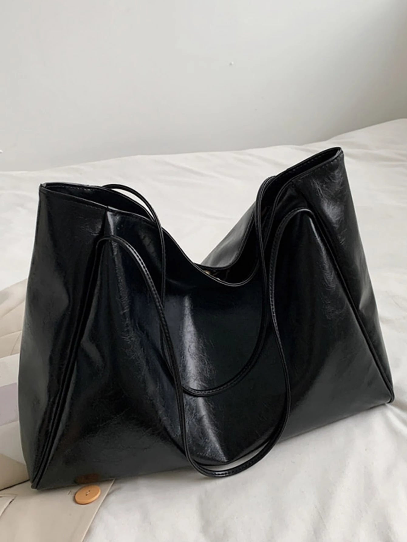 Portable Minimalist Shoulder Tote Bag Women's Minimalist Tote Bag, Large Capacity Shoulder Bag For Work, Artificial Leather Bag White-Collar Workers,Teacher Teachers' Day,Work,Business,Commute,Colleg