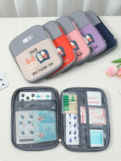 Portable "My Medicine Bag" Pill Pattern Medical Pouch, Compact First Aid Kit, Convenient Medical Storage Bag For Travel & Home Use, Small Medicine Bag, Emergency Pack, Multiple Colors Available, Essen