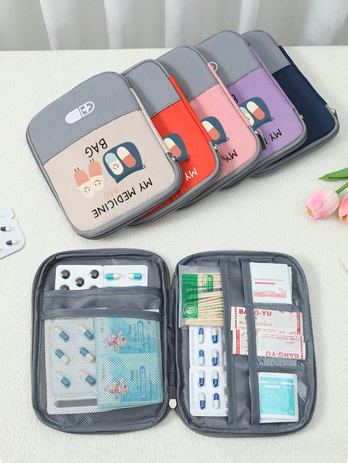 Portable "My Medicine Bag" Pill Pattern Medical Pouch, Compact First Aid Kit, Convenient Medical Storage Bag For Travel & Home Use, Small Medicine Bag, Emergency Pack, Multiple Colors Available, Essen