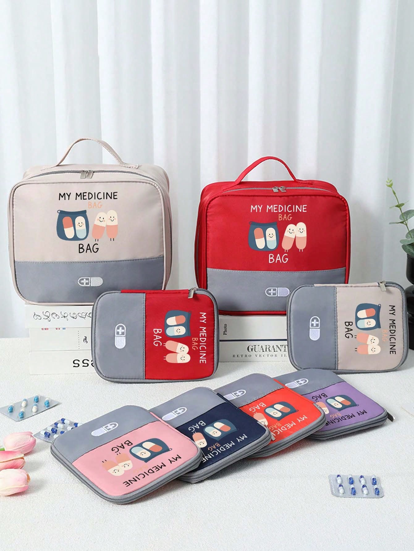 Portable "My Medicine Bag" Pill Pattern Medical Pouch, Compact First Aid Kit, Convenient Medical Storage Bag For Travel & Home Use, Small Medicine Bag, Emergency Pack, Multiple Colors Available, Essen