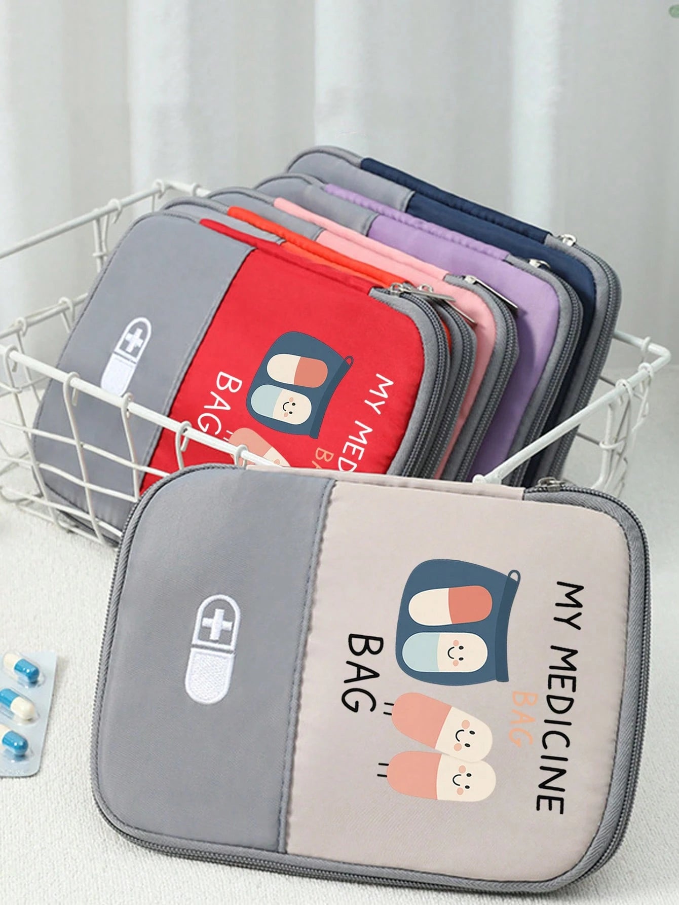 Portable "My Medicine Bag" Pill Pattern Medical Pouch, Compact First Aid Kit, Convenient Medical Storage Bag For Travel & Home Use, Small Medicine Bag, Emergency Pack, Multiple Colors Available, Essen