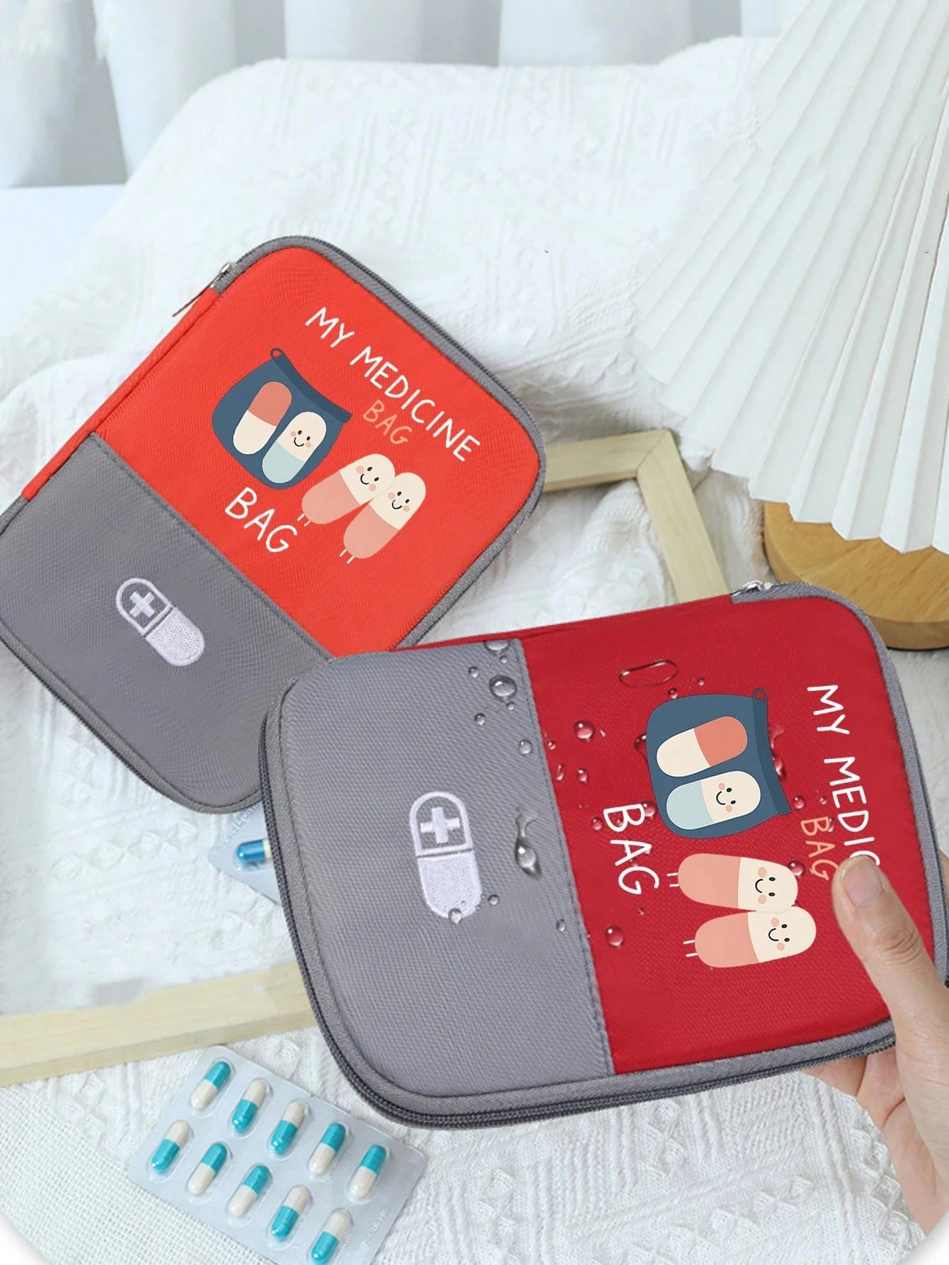 Portable "My Medicine Bag" Pill Pattern Medical Pouch, Compact First Aid Kit, Convenient Medical Storage Bag For Travel & Home Use, Small Medicine Bag, Emergency Pack, Multiple Colors Available, Essen