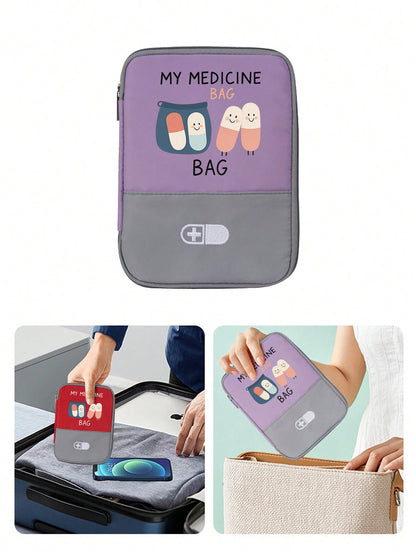 Portable "My Medicine Bag" Pill Pattern Medical Pouch, Compact First Aid Kit, Convenient Medical Storage Bag For Travel & Home Use, Small Medicine Bag, Emergency Pack, Multiple Colors Available, Essen