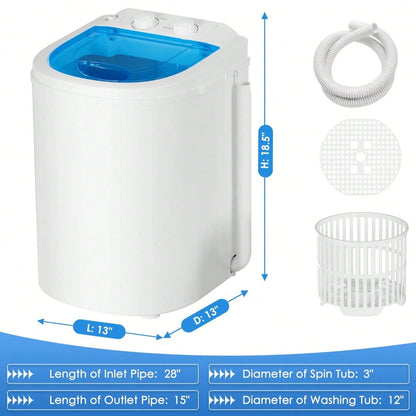 Portable Washing Machine, 5.5 Lbs Capacity, Compact Laundry Washer With Spin Tub & Drain Hose
