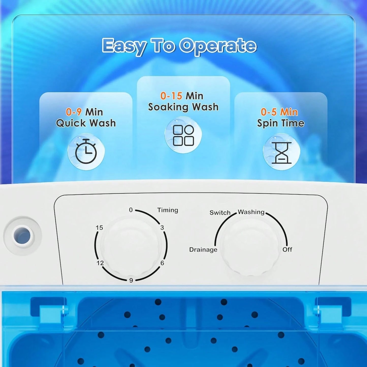 Portable Washing Machine, 5.5 Lbs Capacity, Compact Laundry Washer With Spin Tub & Drain Hose