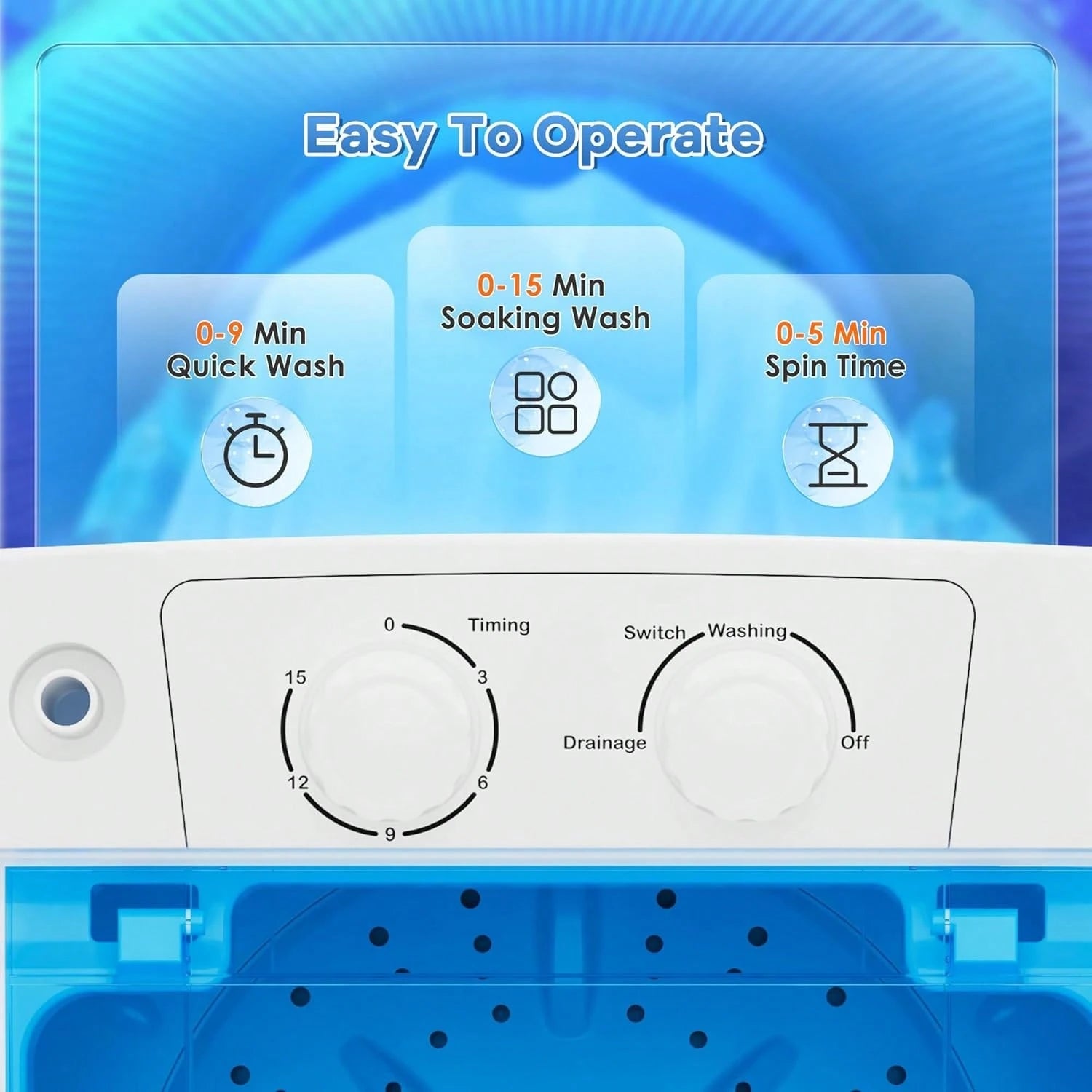 Portable Washing Machine, 5.5 Lbs Capacity, Compact Laundry Washer With Spin Tub & Drain Hose