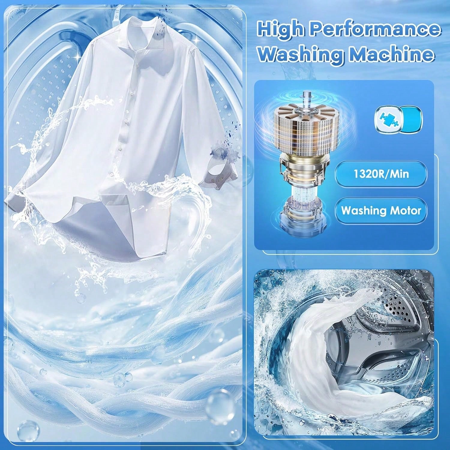 Portable Washing Machine, 5.5 Lbs Capacity, Compact Laundry Washer With Spin Tub & Drain Hose