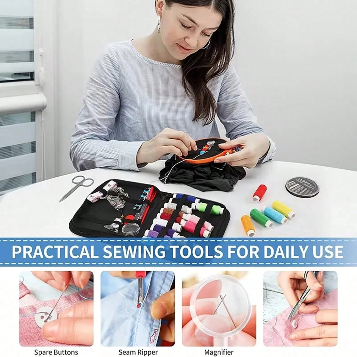 Portable Wireless Mini Sewing Machine, Battery Powered, Lightweight And Easy To Use, Suitable For DIY Clothing And Textile Projects, Ideal For Beginners And Adults (Batteries Not Included)