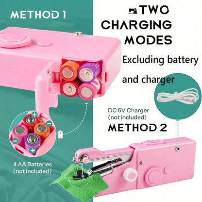 Portable Wireless Mini Sewing Machine, Battery Powered, Lightweight And Easy To Use, Suitable For DIY Clothing And Textile Projects, Ideal For Beginners And Adults (Batteries Not Included)