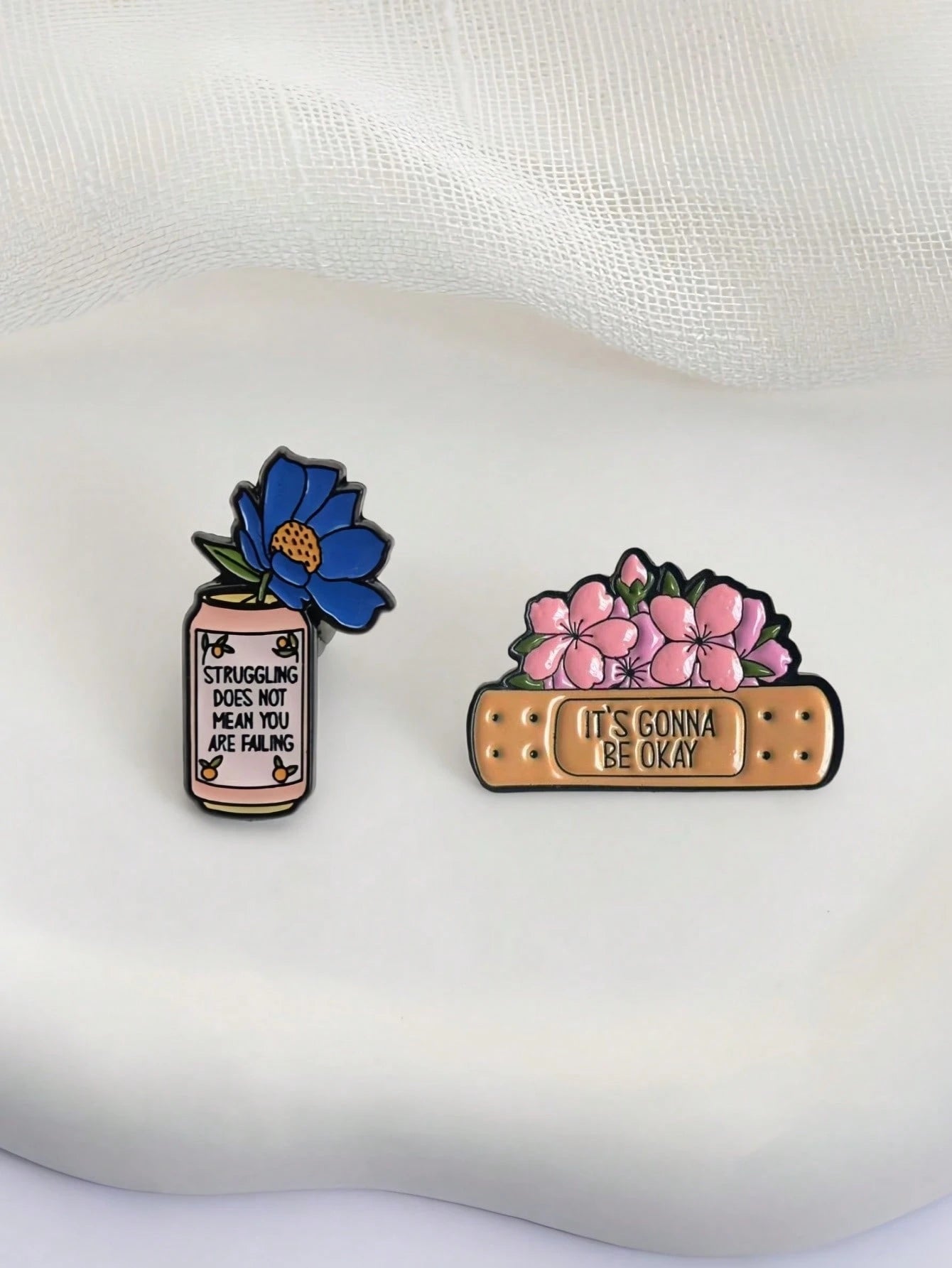 Positive Energy Enamel Badge Set, Healthy Mindset Flower Brooch, "Everything Will Be Alright" Lapel Pin, Lovely Spring Jewelry Gift For Women Gifts For Mother, Father, Graduation, And Teacher
