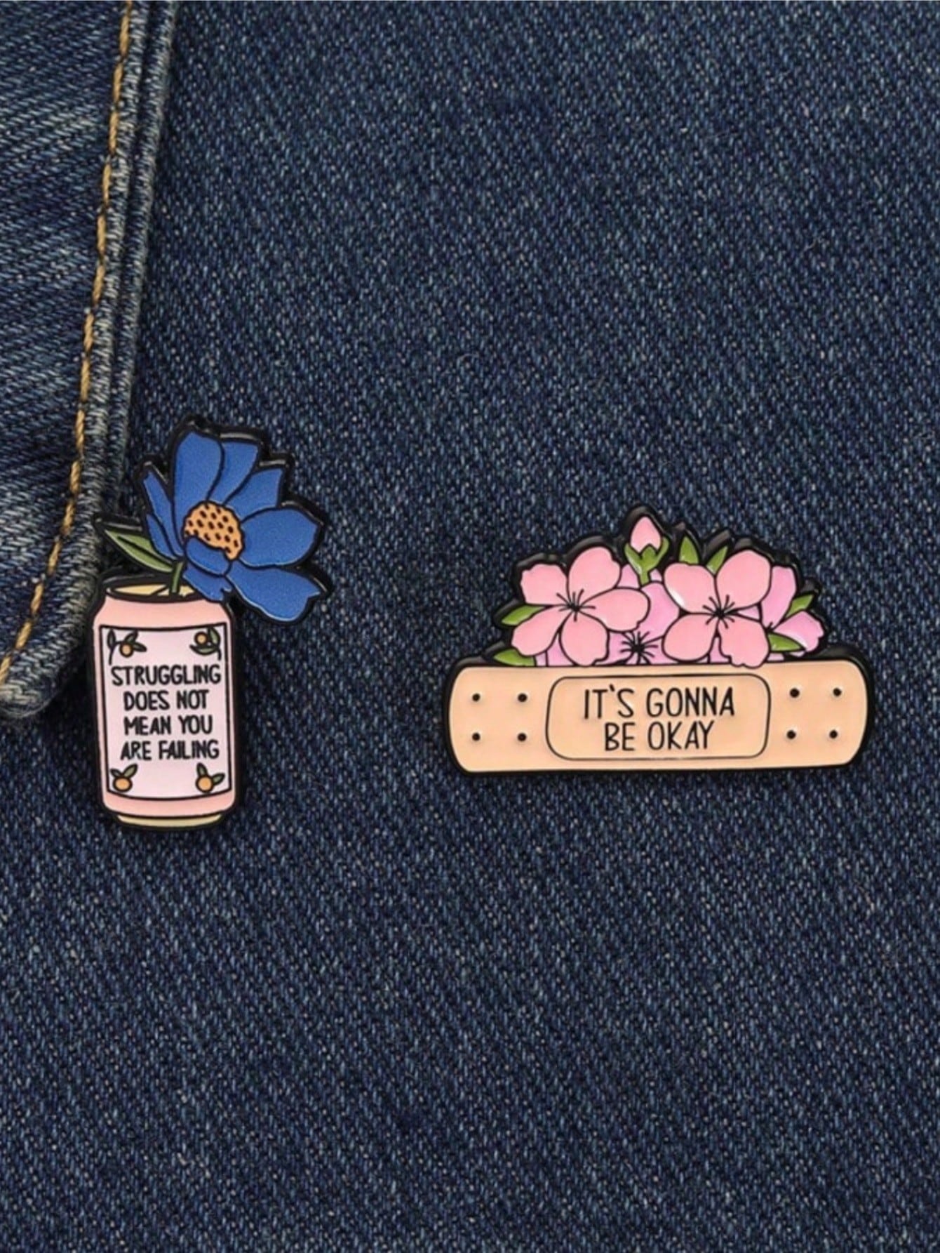 Positive Energy Enamel Badge Set, Healthy Mindset Flower Brooch, "Everything Will Be Alright" Lapel Pin, Lovely Spring Jewelry Gift For Women Gifts For Mother, Father, Graduation, And Teacher