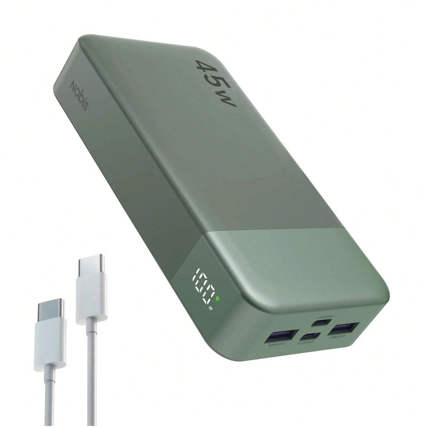 Power Bank, Portable Charger, 20000 MAh, 45 W, PD3.0, QC 4.0, Fast Charging Battery With LED Indicator, 2 USB-C, 2 USB-A For Apple Phone 17, Blue, Green For Apple Phone, Pad, Android Phone, Gifts For