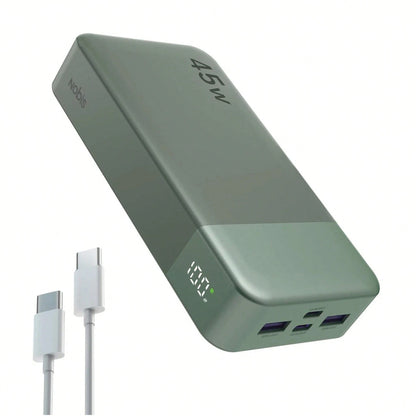 Power Bank, Portable Charger, 20000 MAh, 45 W, PD3.0, QC 4.0, Fast Charging Battery With LED Indicator, 2 USB-C, 2 USB-A For Apple Phone 17, Blue, Green For Apple Phone, Pad, Android Phone, Gifts For