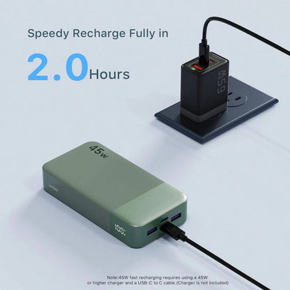 Power Bank, Portable Charger, 20000 MAh, 45 W, PD3.0, QC 4.0, Fast Charging Battery With LED Indicator, 2 USB-C, 2 USB-A For Apple Phone 17, Blue, Green For Apple Phone, Pad, Android Phone, Gifts For