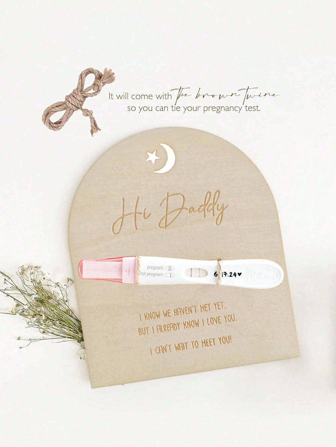 Pregnancy Announcement For Dad- Hi Daddy Pregnancy Test Keepsake Wooden Sign- Baby Surprise Announcement Ideas, Pregnancy Reveal To Husband, Daddy To Be Gifts