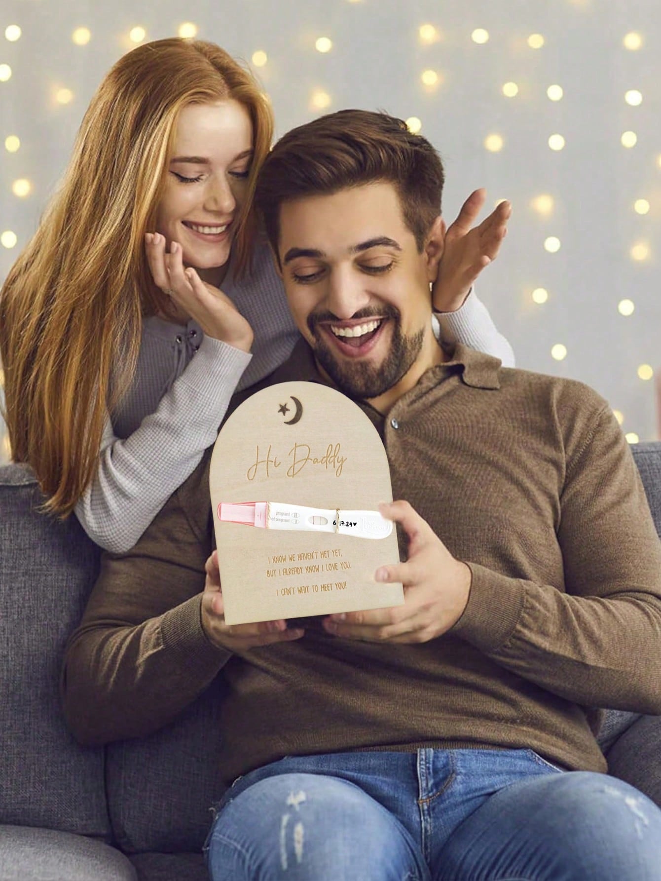Pregnancy Announcement For Dad- Hi Daddy Pregnancy Test Keepsake Wooden Sign- Baby Surprise Announcement Ideas, Pregnancy Reveal To Husband, Daddy To Be Gifts