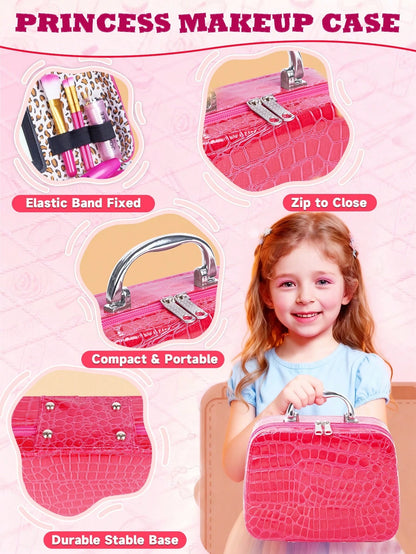 Pretend Makeup For Toddlers, Toys Play Makeup Set For Kids, Toddler Makeup Kit Pretend, Birthday Gifts Toys For 3 4 5 6 7 8+ Year Old Girls (Not Real Makeup)