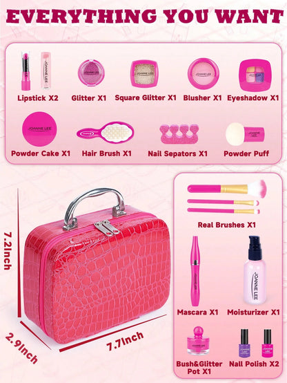 Pretend Makeup For Toddlers, Toys Play Makeup Set For Kids, Toddler Makeup Kit Pretend, Birthday Gifts Toys For 3 4 5 6 7 8+ Year Old Girls (Not Real Makeup)