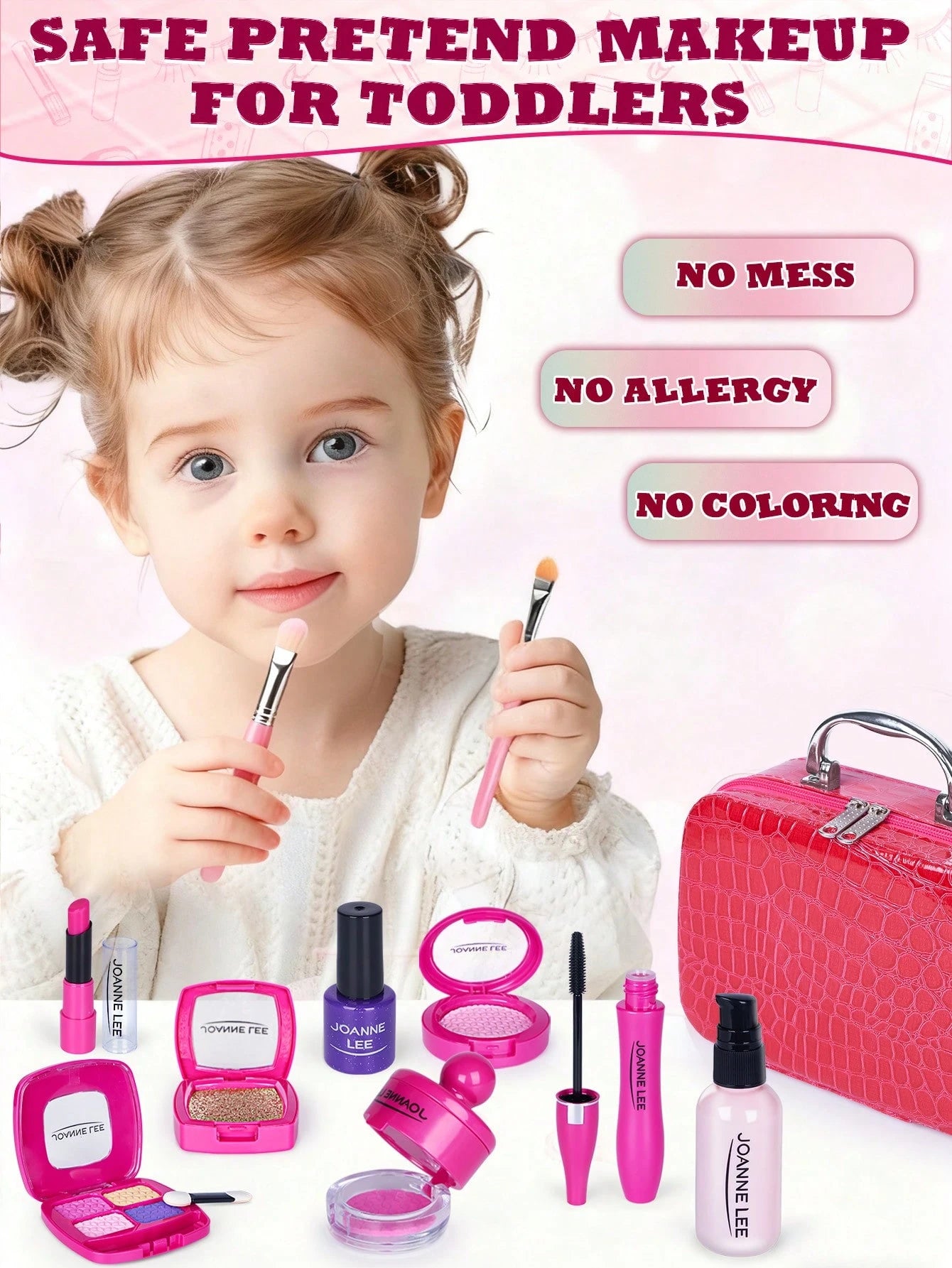 Pretend Makeup For Toddlers, Toys Play Makeup Set For Kids, Toddler Makeup Kit Pretend, Birthday Gifts Toys For 3 4 5 6 7 8+ Year Old Girls (Not Real Makeup)