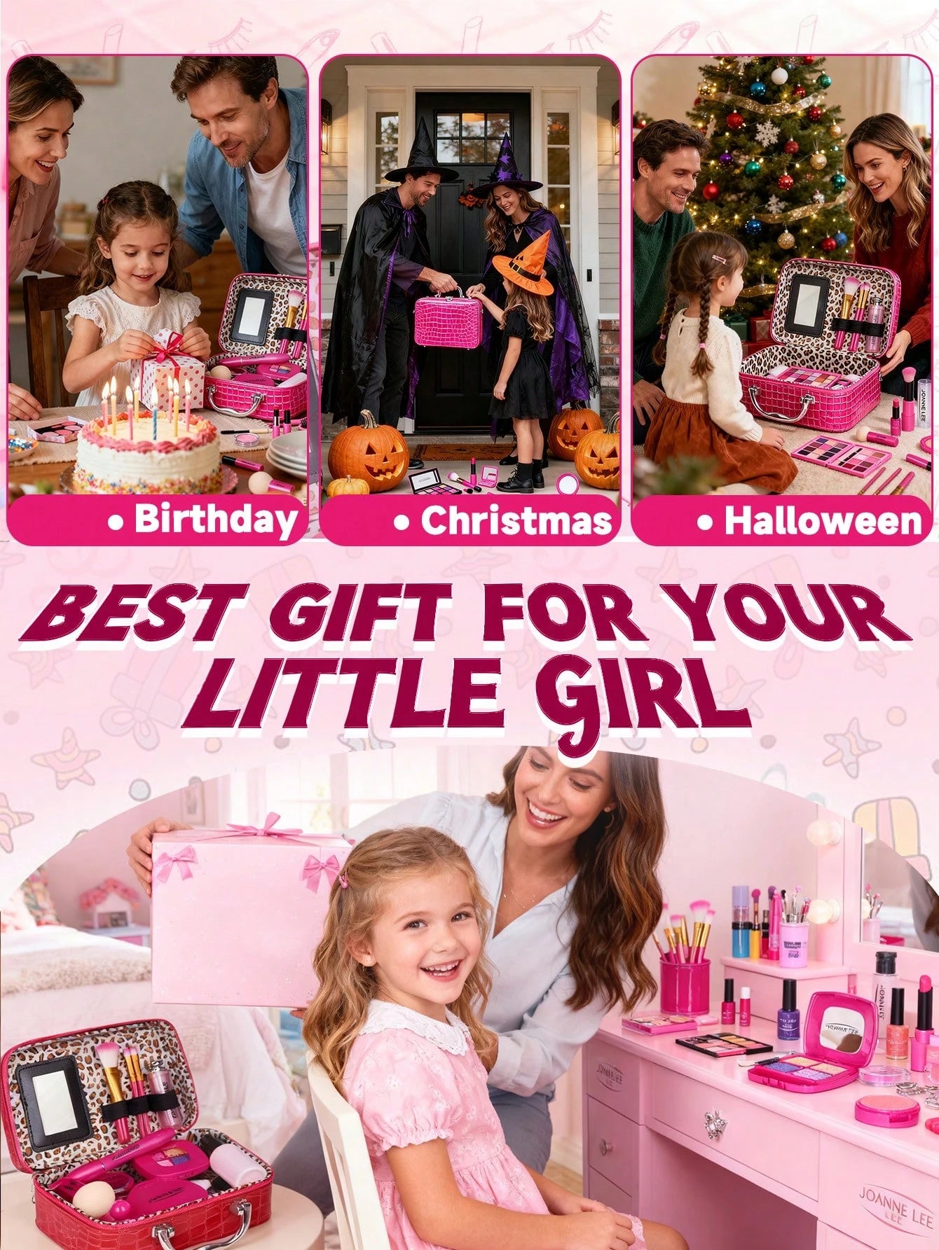 Pretend Makeup For Toddlers, Toys Play Makeup Set For Kids, Toddler Makeup Kit Pretend, Birthday Gifts Toys For 3 4 5 6 7 8+ Year Old Girls (Not Real Makeup)