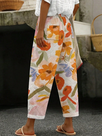 Printed High Waist Casual Pants, Versatile Trousers, Women's All-Match Style, Summer, Women's Clothing Spring