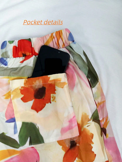 Printed High Waist Casual Pants, Versatile Trousers, Women's All-Match Style, Summer, Women's Clothing Spring