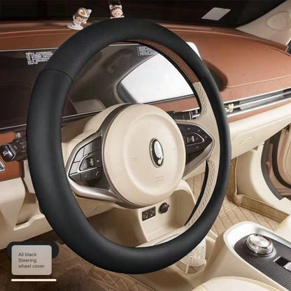 PU Leather Car Steering Wheel Cover Comfort Grab Feel And Wear Resistant All Seasons Universal Fit For 14.5"-15",Car Accessories