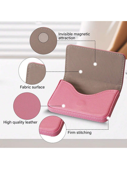 PU Leather Textured Magnetic Suitable For Carrying Cards Cards ID Cards And Notes Valentine's Day Card Holder Card Holder Wallet Business Card Holder Credit Card Holder Card Holder Women For Women Min