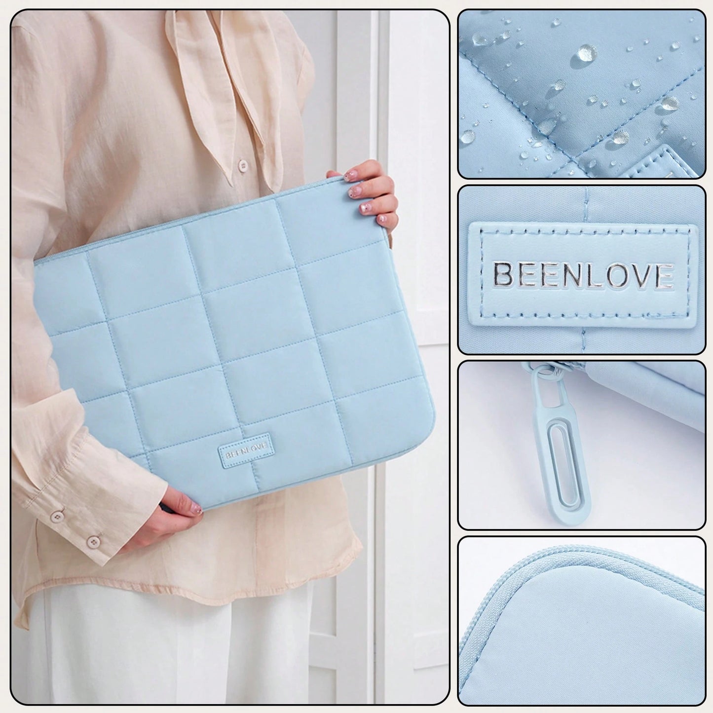Puffy Quilted Laptop Sleeve 13/14/15.6 Inch, Soft Cotton Padded Tablet & Laptop Case For MacBook Pro/Air, Shockproof Protective Laptop Bag With Zipper