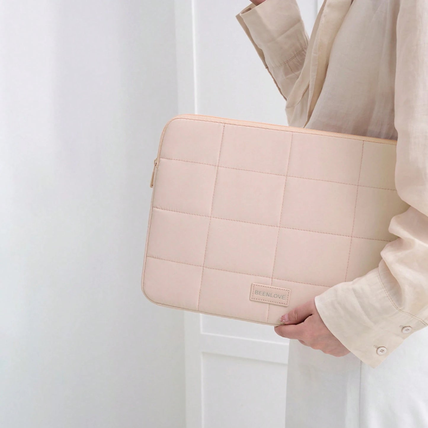 Puffy Quilted Laptop Sleeve 13/14/15.6 Inch, Soft Cotton Padded Tablet & Laptop Case For MacBook Pro/Air, Shockproof Protective Laptop Bag With Zipper