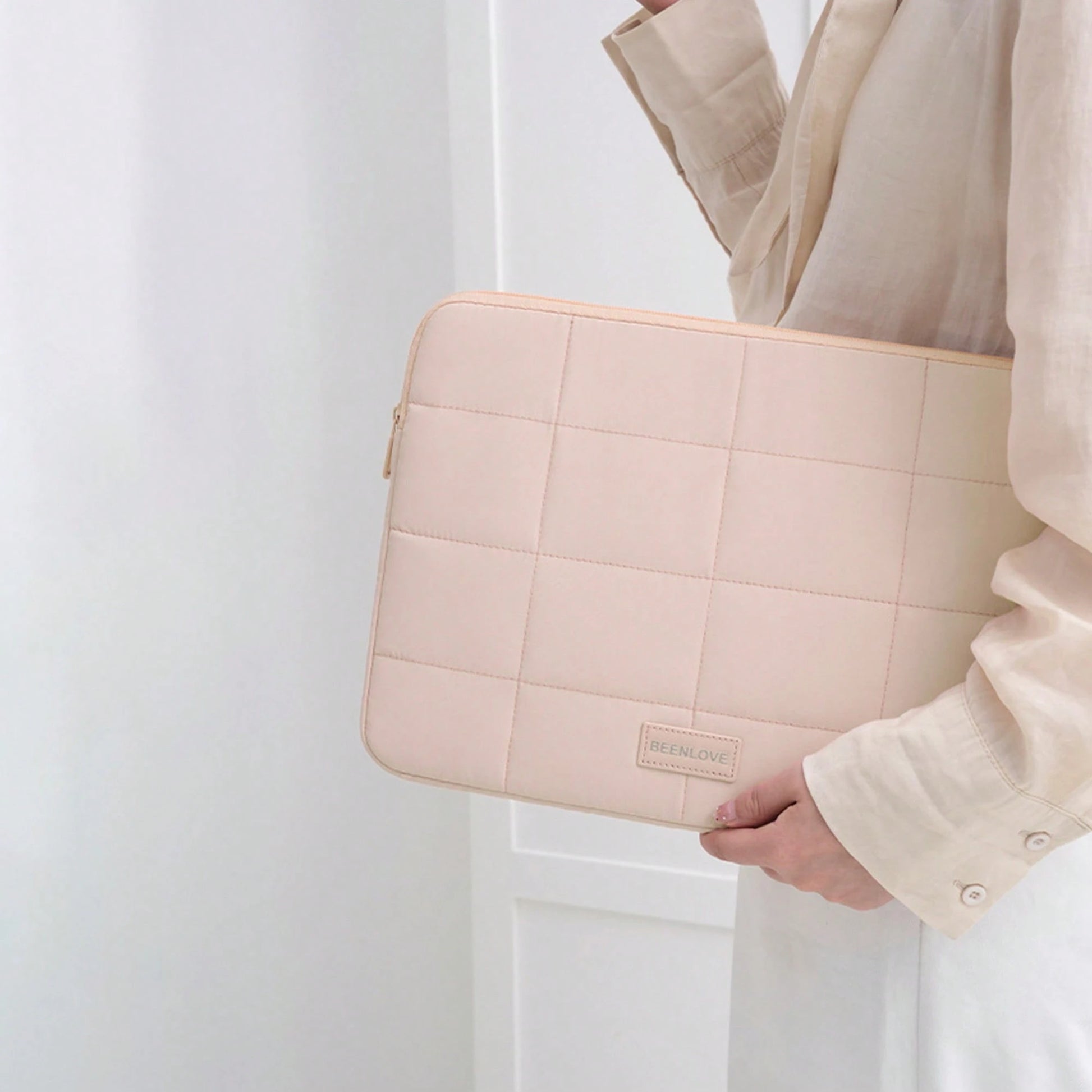Puffy Quilted Laptop Sleeve 13/14/15.6 Inch, Soft Cotton Padded Tablet & Laptop Case For MacBook Pro/Air, Shockproof Protective Laptop Bag With Zipper
