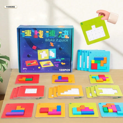 Quick-Paced Concentration Battle Puzzle Game For Parent-Child Duo- Colorful Cube Building Blocks Tabletop Toy- Logic Thinking Training Tool- For Children 3+ Years Old- Enhance Spatial Cognition, H